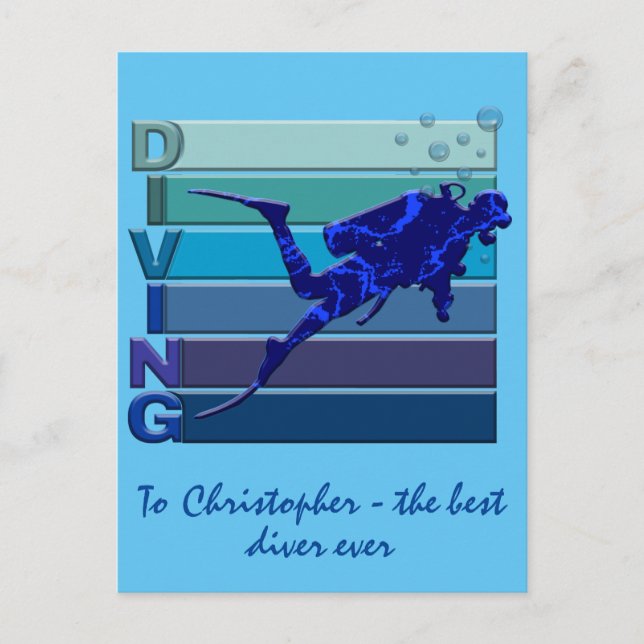To The Best Diver Ever Customisable For Men Postcard (Front)