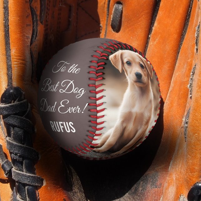 To the Best Dog Dad Ever Custom Photo & Text Baseball (Creator Uploaded)