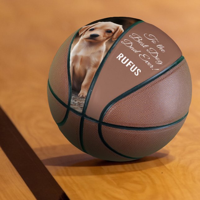 To the Best Dog Dad Ever Custom Photo & Text Basketball (Creator Uploaded)