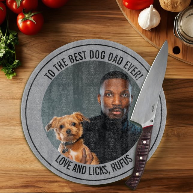 To the Best Dog Dad Ever Custom Photo & Text Cutting Board (Creator Uploaded)