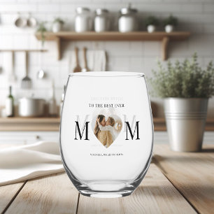 To the Best Mum Photo Heart Stemless Wine Glass