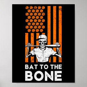 To The Bone Halloween Baseball Skeleton Baseball B Poster