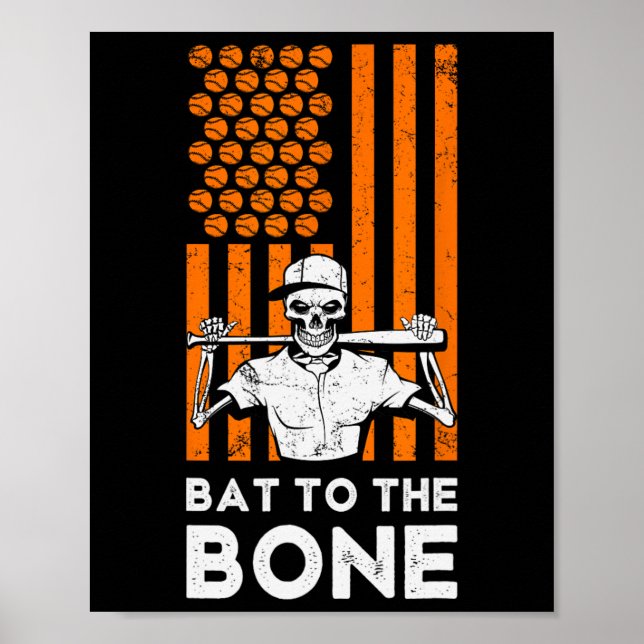 To The Bone Halloween Baseball Skeleton Baseball B Poster (Front)