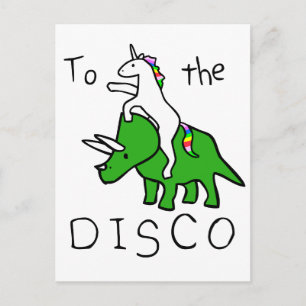 To The Disco (Unicorn Riding Triceratops) Postcard