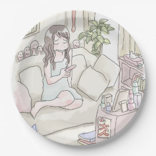 To the girl sitting on the sofa in my uncle's room paper plate