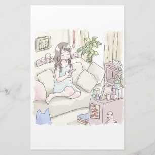 To the girl sitting on the sofa in my uncle's room stationery