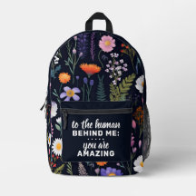 To The Human Behind Me Custom Backpack - Bloom