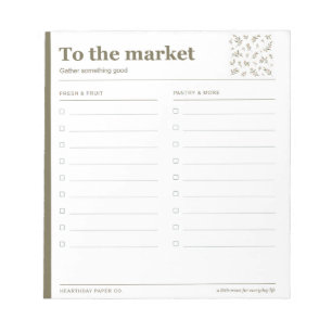To the Market Grocery List Notepad
