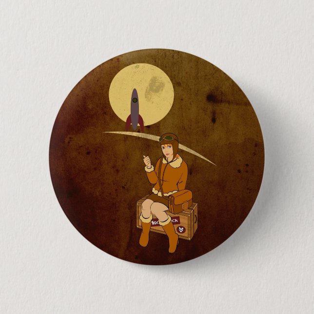 To the moon 6 cm round badge (Front)
