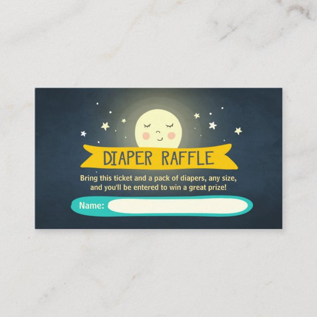 To the moon and back Baby Shower Diaper Raffle Enclosure Card (Front)