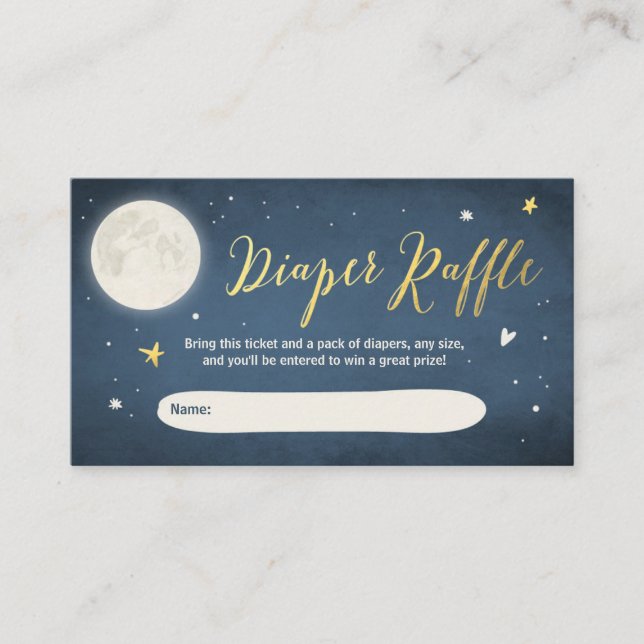 To the moon and back Baby Shower Diaper Raffle Enclosure Card (Front)