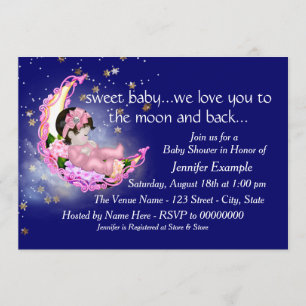 To The Moon and Back Baby Shower Invitation