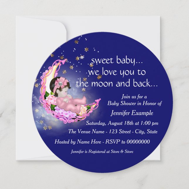 To The Moon and Back Baby Shower Invitation (Front)