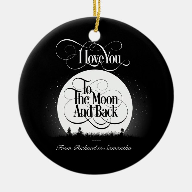 To The Moon And Back (personalised) Ceramic Tree Decoration (Front)