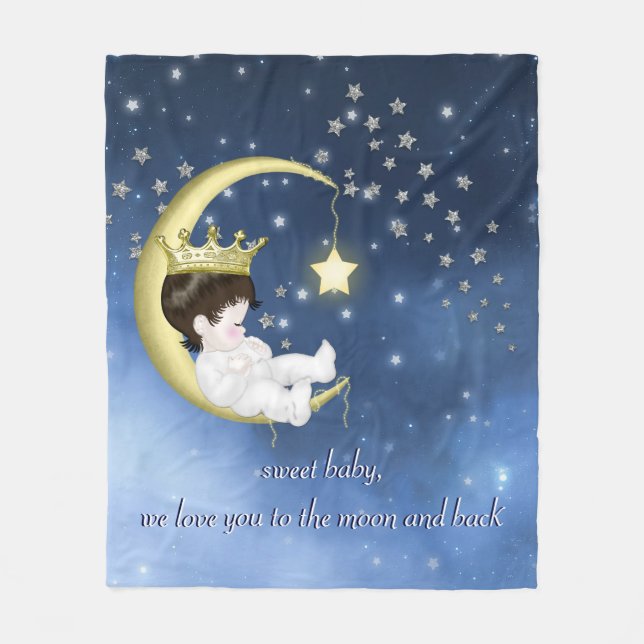 To The Moon Baby Shower Fleece Blanket (Front)
