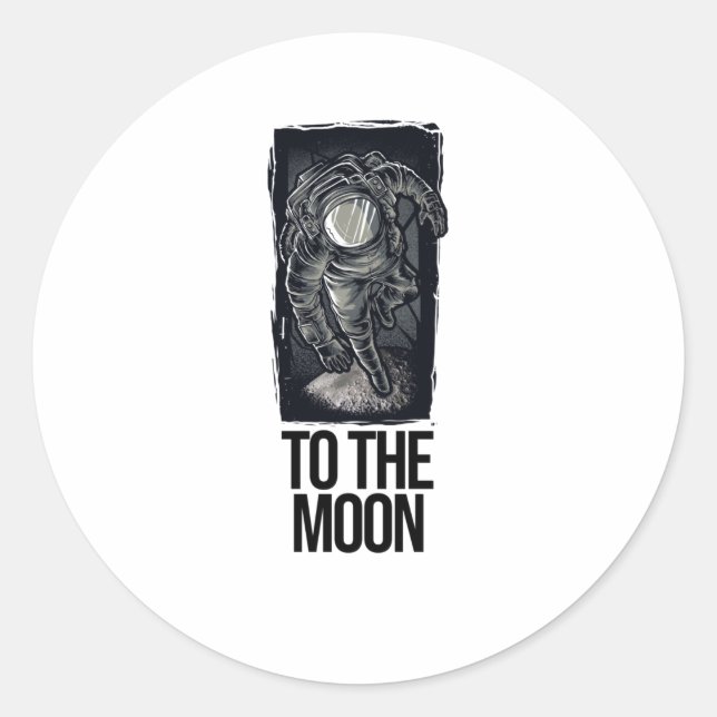 To the Moon Classic Round Sticker (Front)