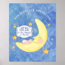 To the Moon n Back Baby Name Template Watercolor