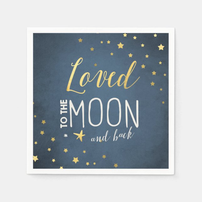 To the moon Paper Napkin Baby shower Stars Gold (Front)
