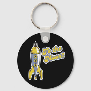 to the moon retro space rocket key ring