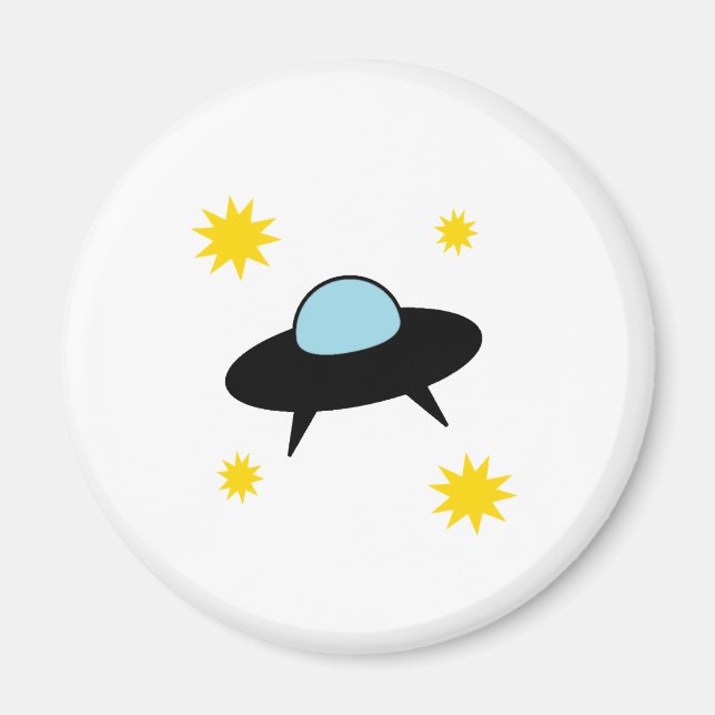 To the Moon Retro UFO Magnet (Front)