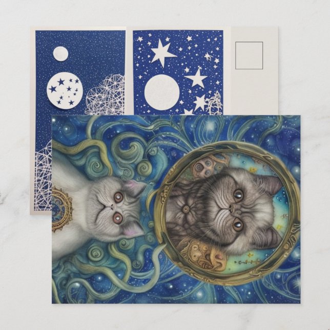 To the Moon with Persian Cats  Postcard (Front/Back)