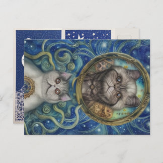 To the Moon with Persian Cats Postcard