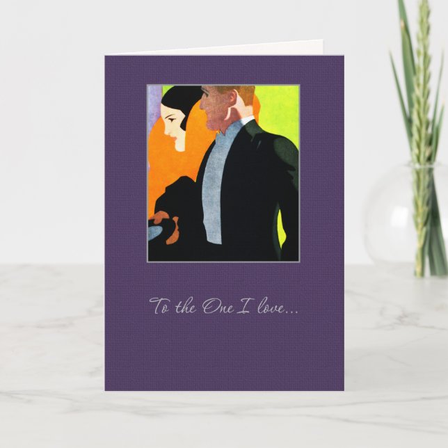 To the One I Love. Art Deco Valentine's Day Holiday Card (Front)