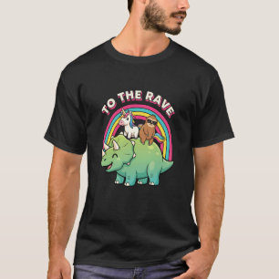 to The Rave Triceratops Unicorn Sloth Retro Rainbo T-Shirt