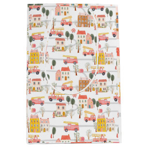 To the Rescue - Firefighters in action Fire Truck Medium Gift Bag