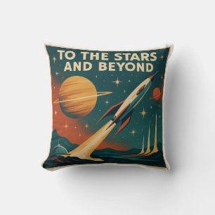 "To The Stars And Beyond" Vintage Space Travel  Cushion