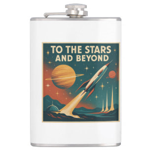 "To The Stars And Beyond" Vintage Space Travel  Hip Flask
