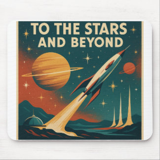 "To The Stars And Beyond" Vintage Space Travel Mouse Pad
