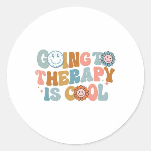 To The Therapy Is Cool Retro Feminist  Classic Round Sticker