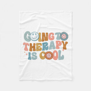 To The Therapy Is Cool Retro Feminist  Fleece Blanket