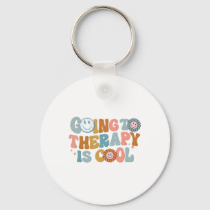 To The Therapy Is Cool Retro Feminist Key Ring