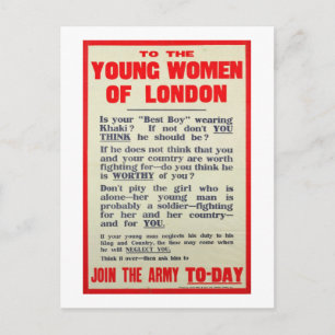 To the Young Women of London, recruitment poster, Postcard