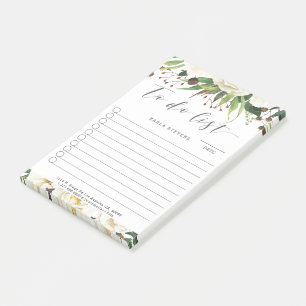 To-to List modern typography white roses border P Post-it Notes