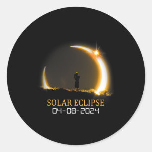 To Total Solar Eclipse 04-08-2024 Classic Round Sticker