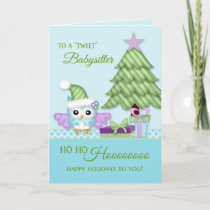 To 'Tweet Babysiter Happy Holiday Owl w/tree Card
