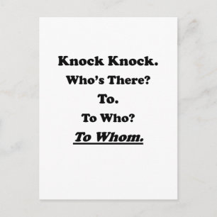 To Whom Knock Knock Joke Postcard