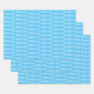 To Your Name Modern Handwriting Light Blue Wrapping Paper Sheet