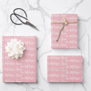To Your Name Modern Handwriting Light Pink Wrapping Paper Sheet