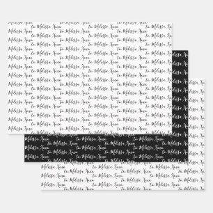 To Your Name Modern Handwriting White & Black Wrapping Paper Sheet