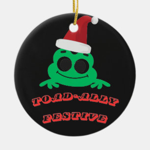 Toad-ally Festive Christmas Frog _ Cute Holiday De Ceramic Ornament