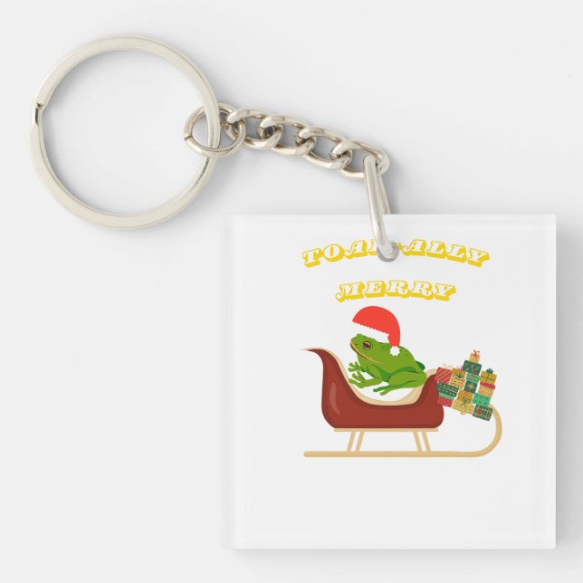 Toad-ally Merry Frog Christmas Tee Key Ring (Front)