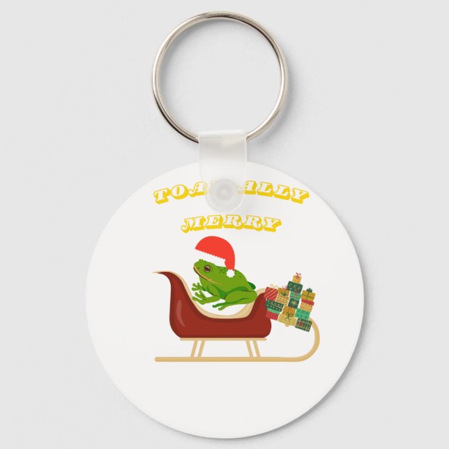 Toad-ally Merry Frog Christmas Tee Key Ring (Front)