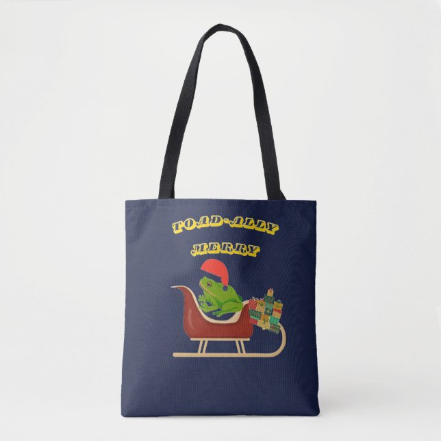 Toad-ally Merry Frog Christmas Tee Tote Bag (Front)