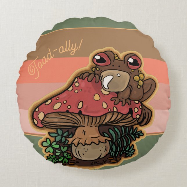 Toad-allyToadstool Toad Round Cushion (Front)