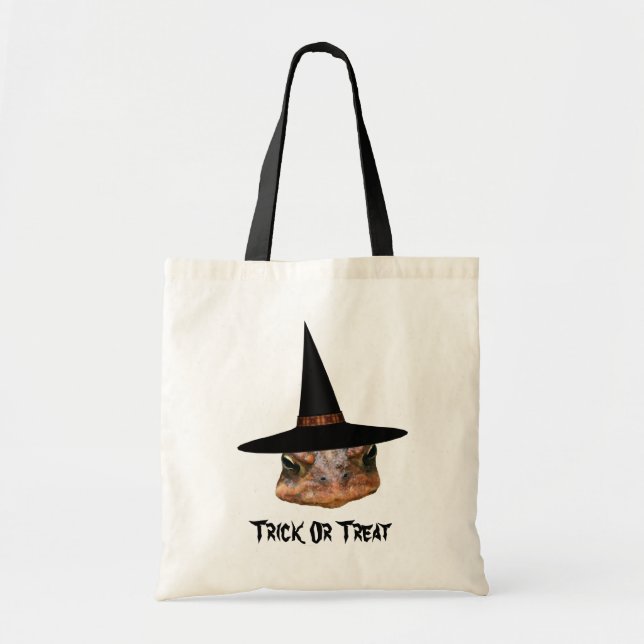 Toad Face Witch Hat Halloween Funny Tote Bag (Front)