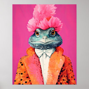 Toad in Funky Suits Animal Fashion Art Pink Poster